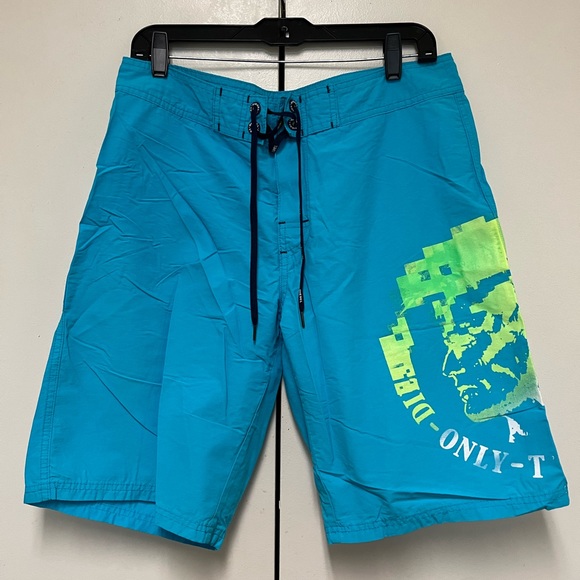 Diesel Swim Trunks Medium Lined  Blue - Picture 1 of 7